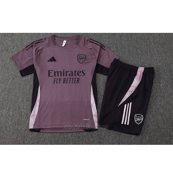 Chandal del Arsenal Manga Corta 2024-2025 Gris Purpura - Pantalon Corto